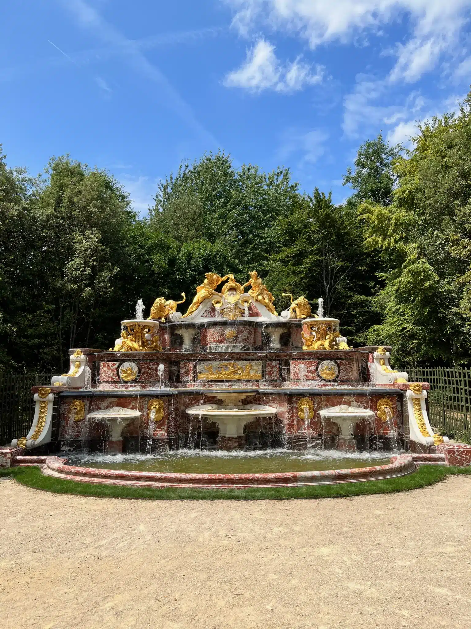 Beautiful fountain in the gardens of Versailles